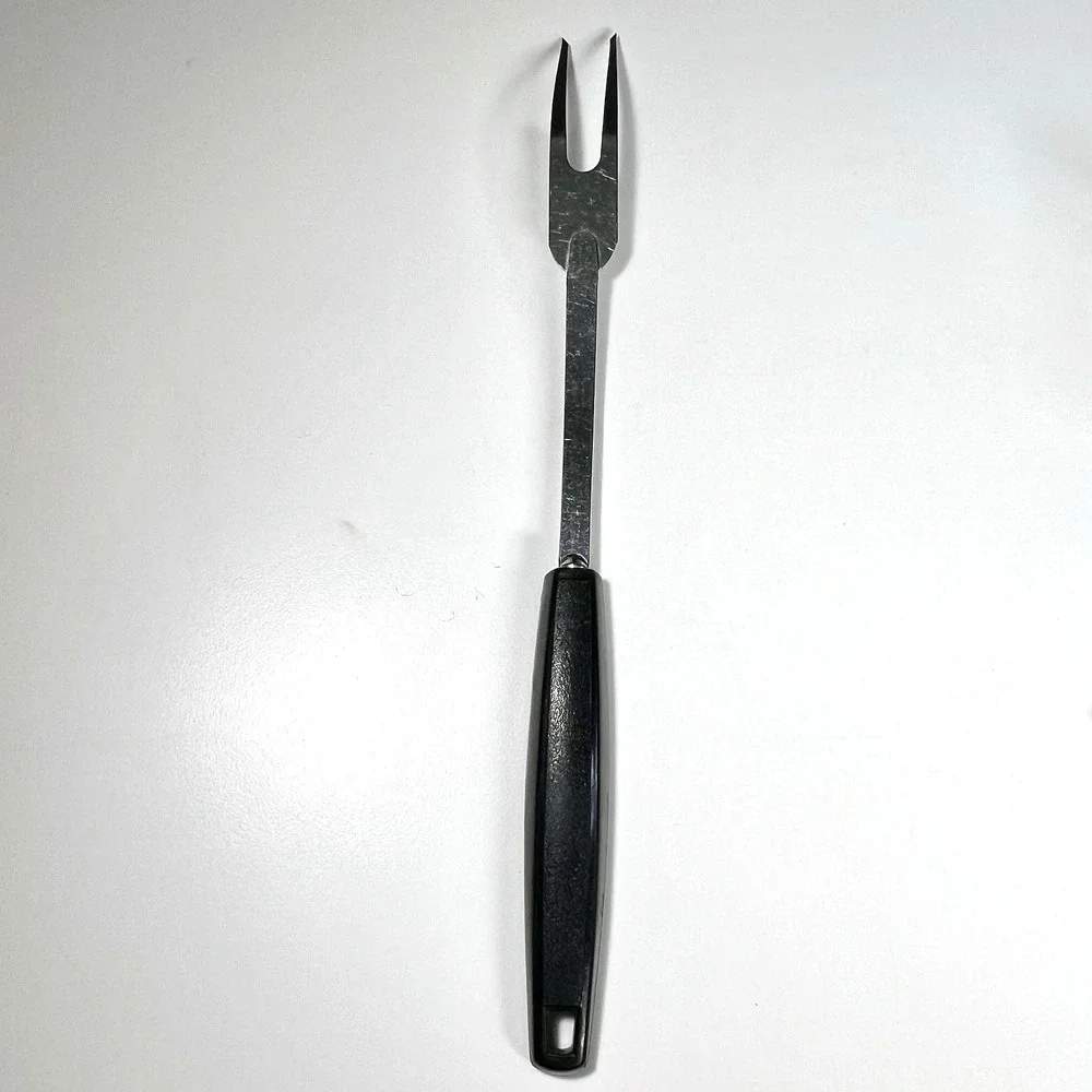 Vintage EKCO Stainless Steel Meat Carving Fork Black Floral Handle MCM‎ 12